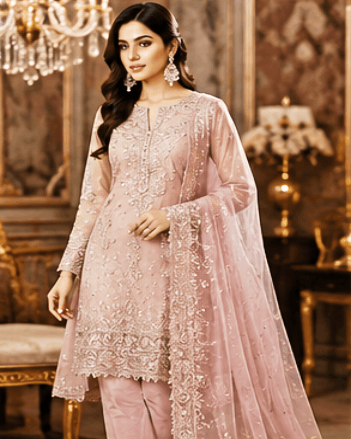Luxury Chiffon Party Wear Suit